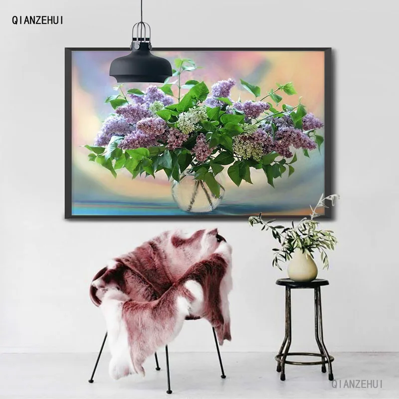 QIANZEHUI Стразы DIY пластиковые поделки алмазные животные фиолетовая ваза цветок
