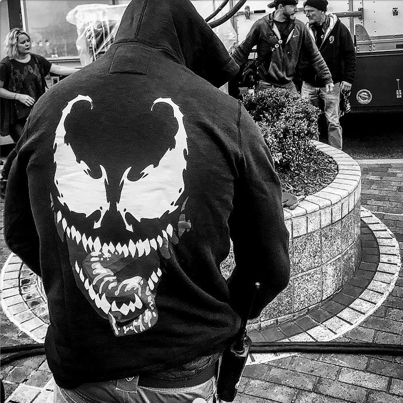 Мужской повседневный костюм с капюшоном Venom толстовка и длинным рукавом в том же