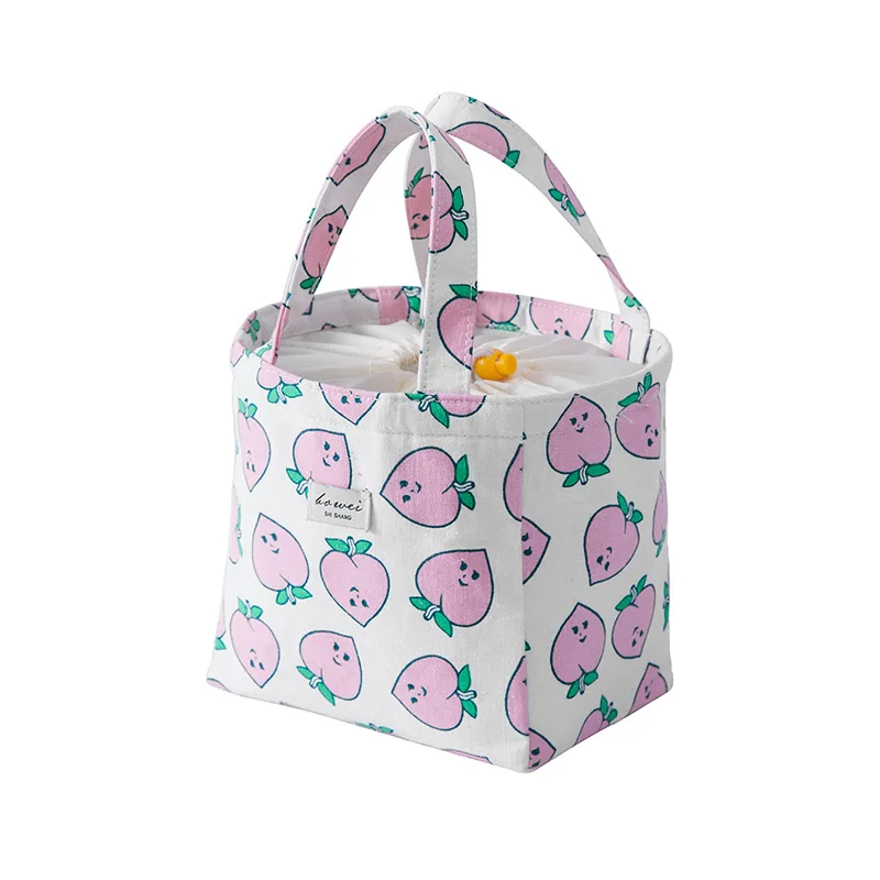 

1 Ps Cute Chic Peach Saury Chick Tree Pattern Portable Lunch Bag Cooler Bag Thermal Insulation Bags Travel Picnic Food Lunch box