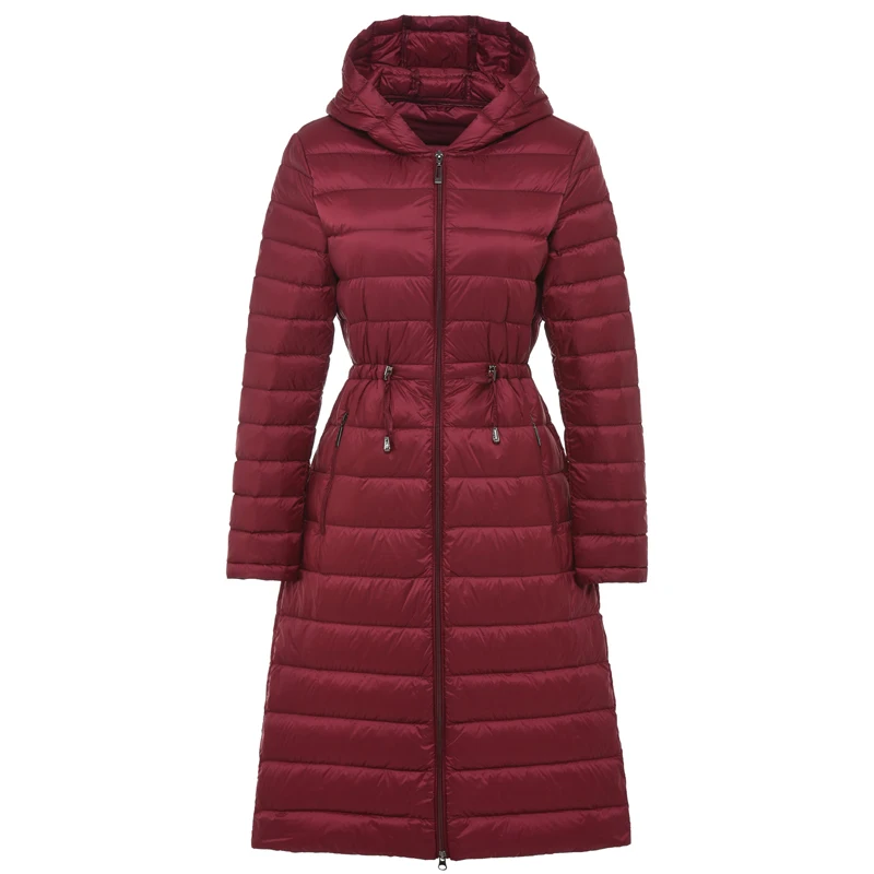 Женская длинная невесомая куртка светильник Кая стеганая с капюшоном зимнее