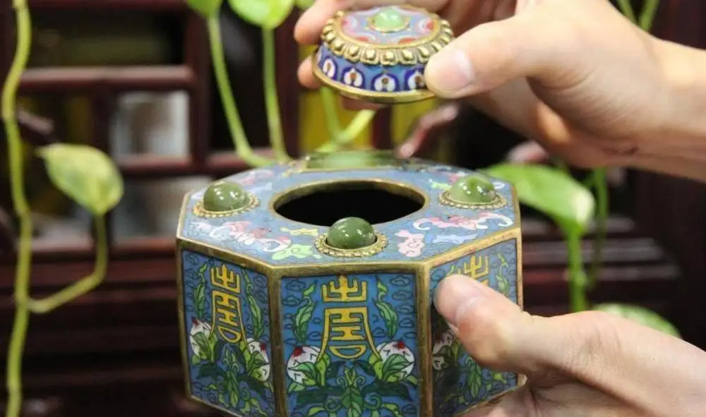 Китай дворец бронзовая Медь 24K золото позолота Cloisonne Джаспер ваза долголетка