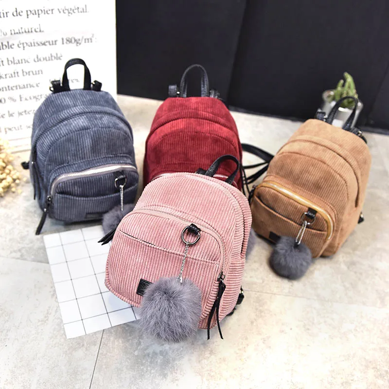 Newly New Fashion Corduroy Stripe WomenBackpack Girs Shcool Bag for College Students Shoulder Preppy Backpack Rucksacks Travel | Багаж и