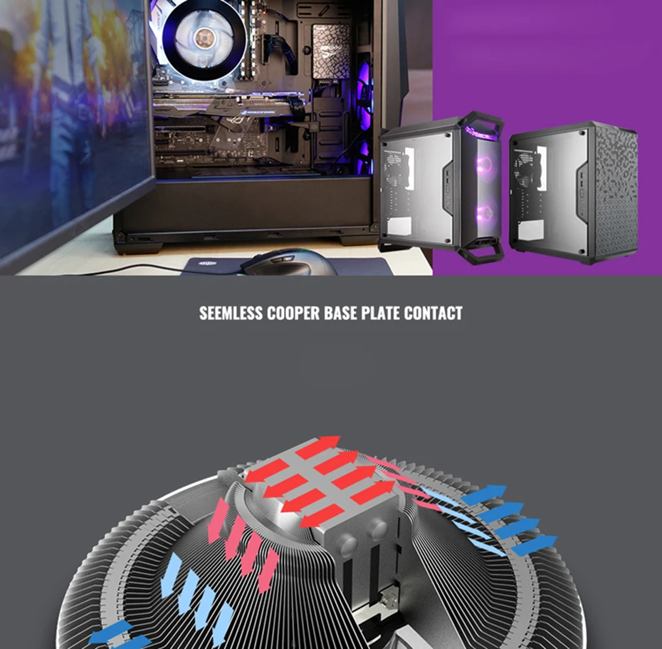 Кулер Cooler Master MAM-G1CN-924PC-R1 G100 блюдце кулер для процессора Intel 115X2011 AMD AM4 AM3 радиатор 10 см 4pin RGB Вентилятор охлаждения