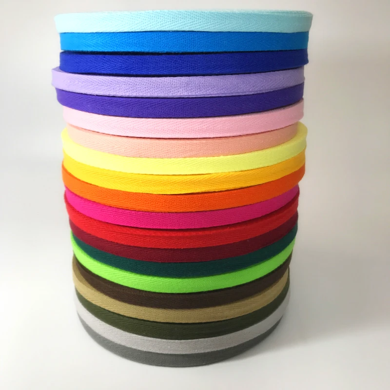 

Handmade diy clothes acessories colorful 100% cotton herringbone ribbon tape 10MM*10yards,free shipping