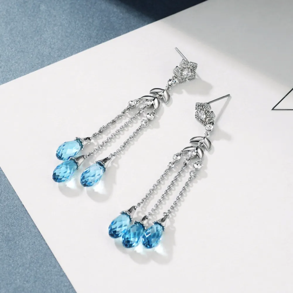 Neoglory длинные капли воды модные Висячие серьги для женщин 2020 Свадебные ювелирные