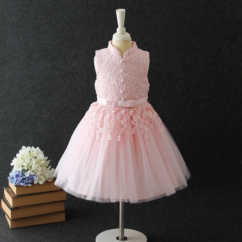 Элегантное розовое кружевное платье для девочек Vestido/ Одежда для девочек 4, 6, 8, 10, 12, 14 лет RKF184088 - Цвет: Розовый