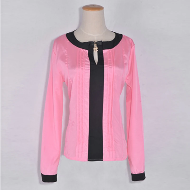 Blouse 2015 Summer Style Casual 4 Colors Chiffon Long-sleeve Contrast Color Patchwork Bow Hollow-out Shirt Women Tops WCX497 |