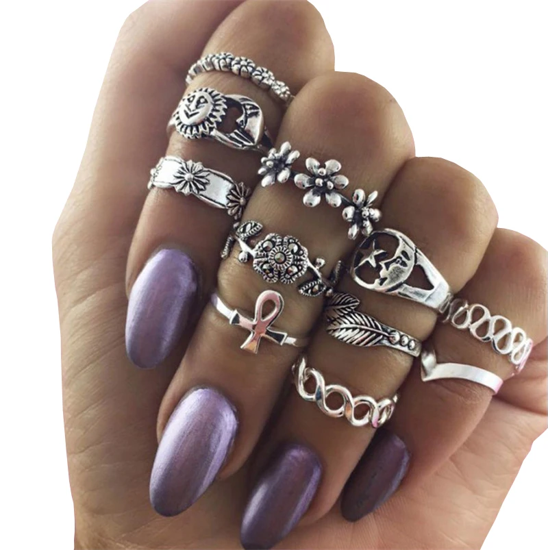 Набор винтажных колец Tock 11 шт./компл. набор в богемном национальном стиле десять
