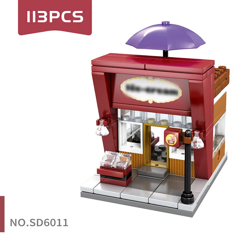 SD6011 113 PCS Строительный блок DIY мини-уличный вид сборка город мини-уличный магазин игрушек розничный магазин KFCE McDonald для детей обучающая игрушка - Цвет: SD6011 113 PCS