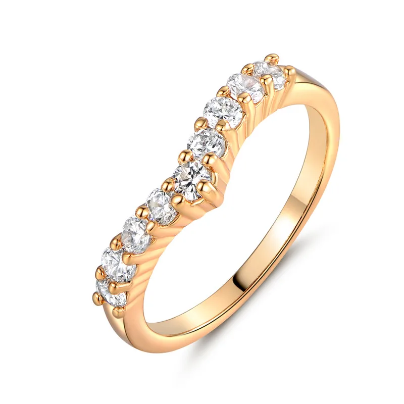 Женское кольцо для помолвки BUDONG Золотое с белым кристаллом уникальный дизайн XUR109