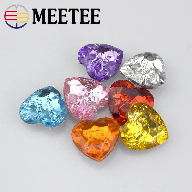 150pcs 2 Holes Heart Shape Silver Back acrylic Muticolor Crystal Button for Sewing Garment Supplies Accessory DIY Crafts AP2243 | Дом и сад