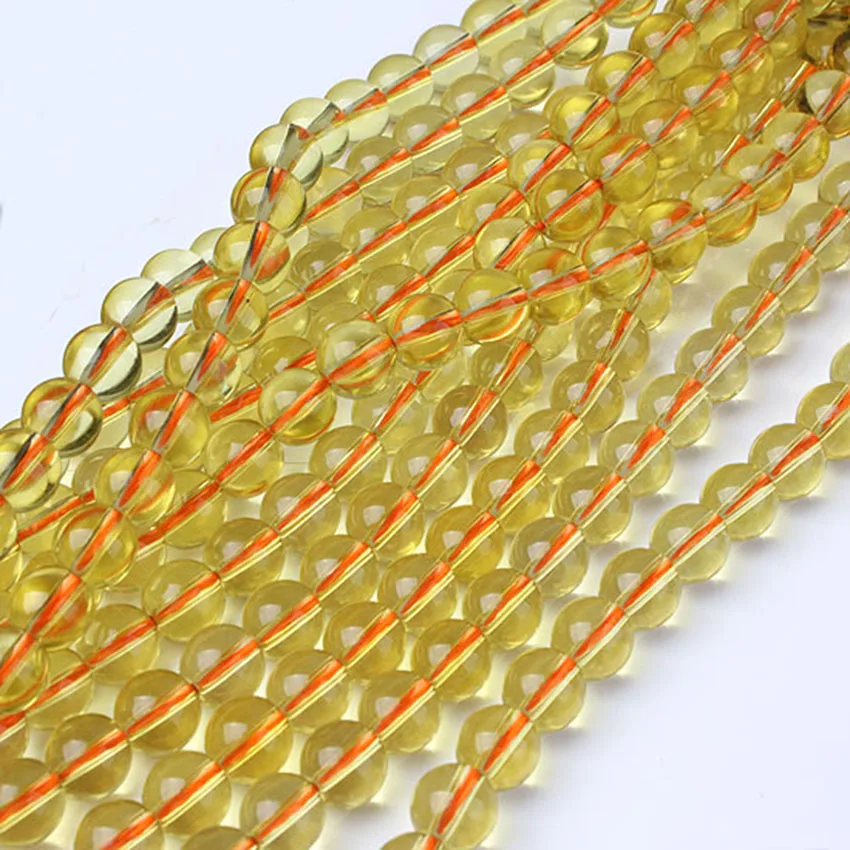 

xinshangmie Natural Stone Yellowish crystal Round Beads 8 10 MM Lemon Rock Crystal Beads Fit Diy Fashion Jewelry Making