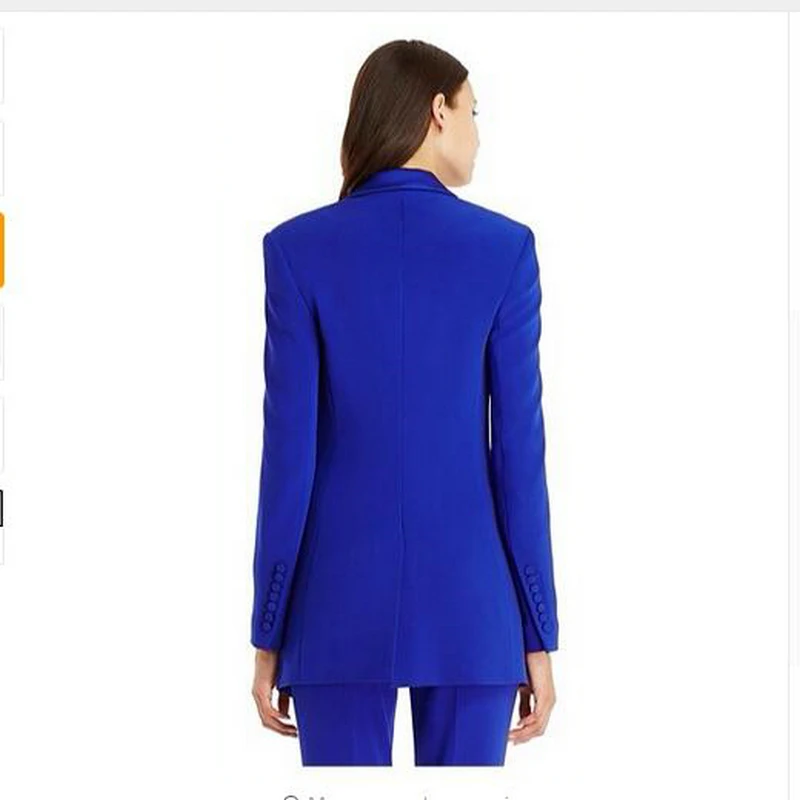 Женский офисный костюм из блейзера и брюк синий двух предметов для работы офиса