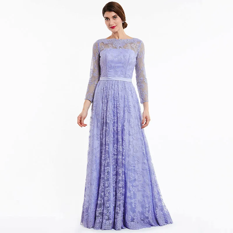 Женское длинное вечернее платье tanpelll лавандовое ТРАПЕЦИЕВИДНОЕ в пол с длинными