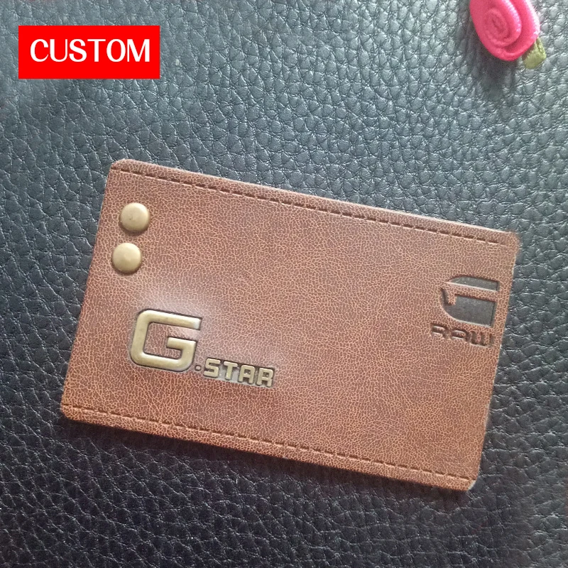 Factory Customized Metal PU Leather Embossed Logo Sew-On Clothing Labels for Private Label Branding image 2
