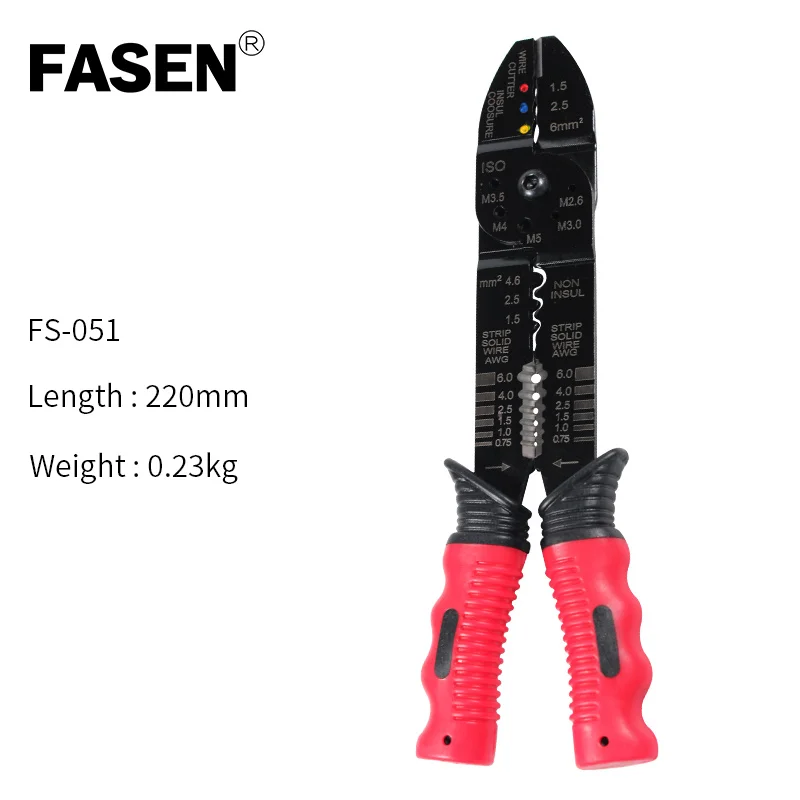 

Multitool Crimping Pliers Electrical Terminals Combination Multi Tool Wire Stripper Cut Alicates Electricos FS-051