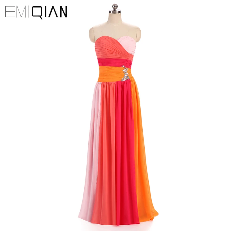 Женское шифоновое платье без рукавов розовое или оранжевое длинное вечернее