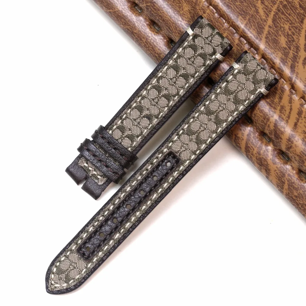 SAUPPO холст телячья кожа натуральная часы браслет Наручные аксессуары 14mm15mm18мм