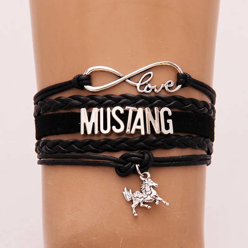 Браслет Infinity Love Mustang Horse кожаные браслеты с подвесками ювелирные изделия
