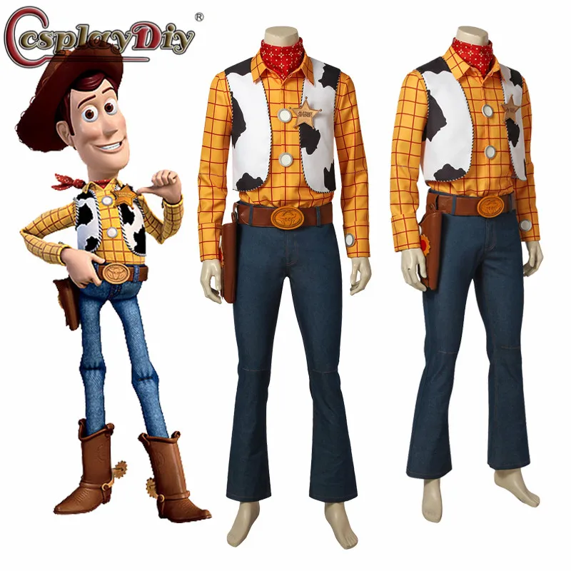 Косплей diy Toy Story 4 ковбойский наряд для Шериф Вуди костюм Stetson шляпа пояс для взрослых мужчин Косплей Хэллоуин наряды индивидуальный заказ