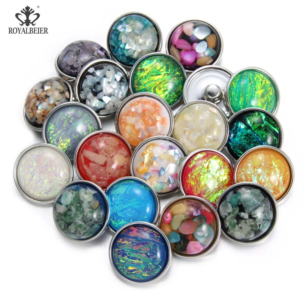 

RoyalBeier 20pcs/lot Mixed Acrylic Glass Snap Buttons Reflective Colorful Light 18-20mm Wedding Invitation Accessories KZHM109