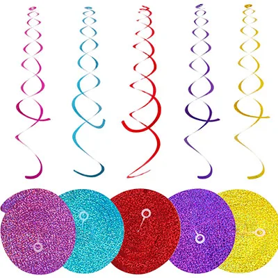 6pcs laser swirls 6 шт. ПВХ спираль с днем рождения вихревой 18 21 30 40 50 60 70 лет висячие украшения на день рождения Аксессуары для вечеринки, дня рождения Декор - Цвет: 6pcs laser swirls