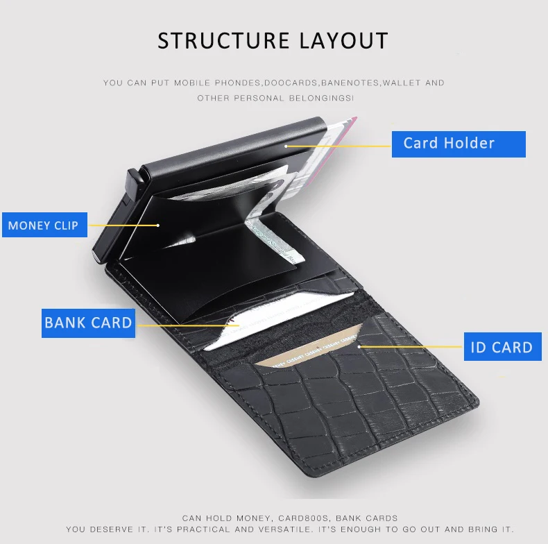 Casekey Роскошный кошелек из натуральной кожи мужской Rfid крокодиловый кожаный