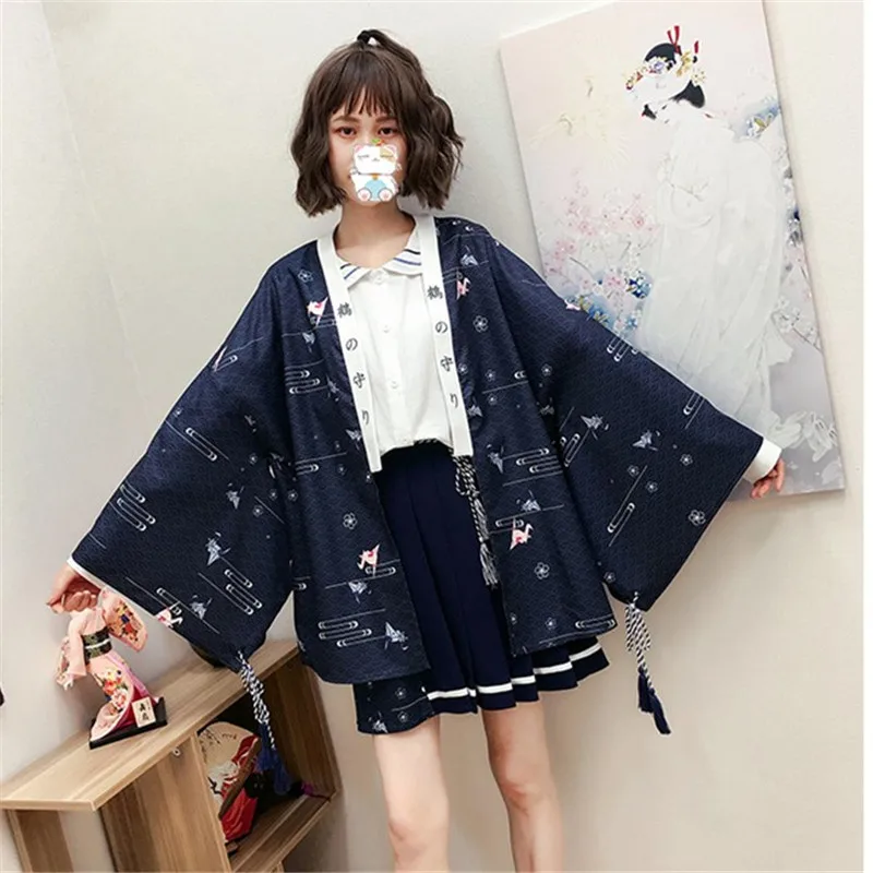 OCEANLOVE Harajuku Kimonos принт японский стиль 2020 весенние женские Топы Кардиган Косплей