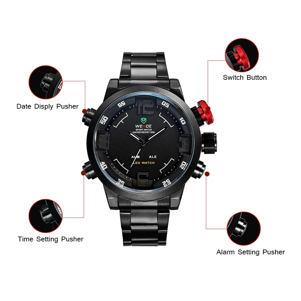 Weide Relojes Hombre часы мужские модные спортивные кварцевые Топ бренд класса люкс