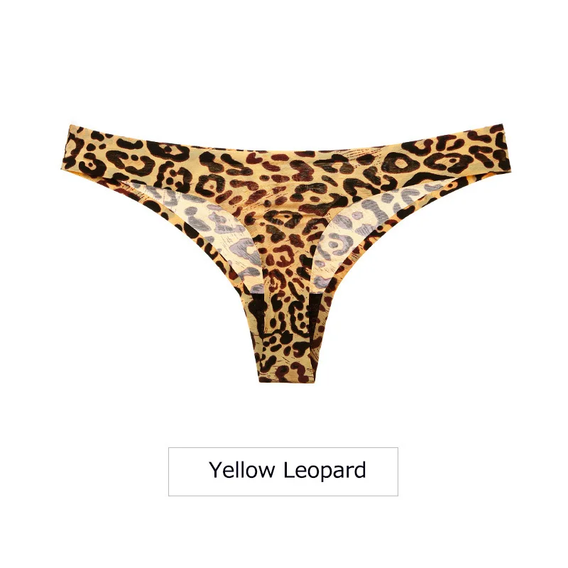 yellow leopard Пикантные женские трусики бикини трусы бразильские Цветочные стринги бесшовные с низкой талией, Женский Трусики стринги нижнее белье - Цвет: yellow leopard
