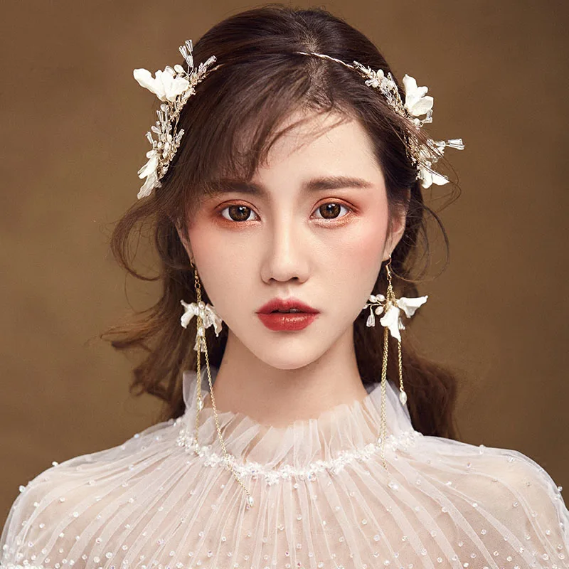 Свадебная тиара корона золотые повязки для волос набор аксессуаров Хрустальный