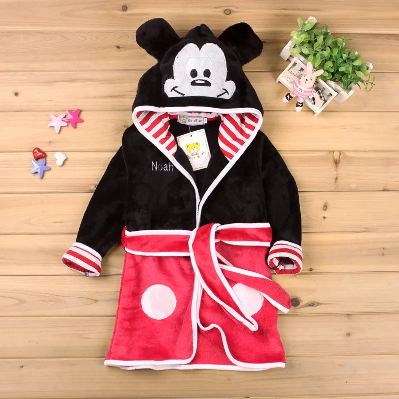 2-6 лет/мягкие фланелевые банные халаты с капюшоном для маленьких мальчиков