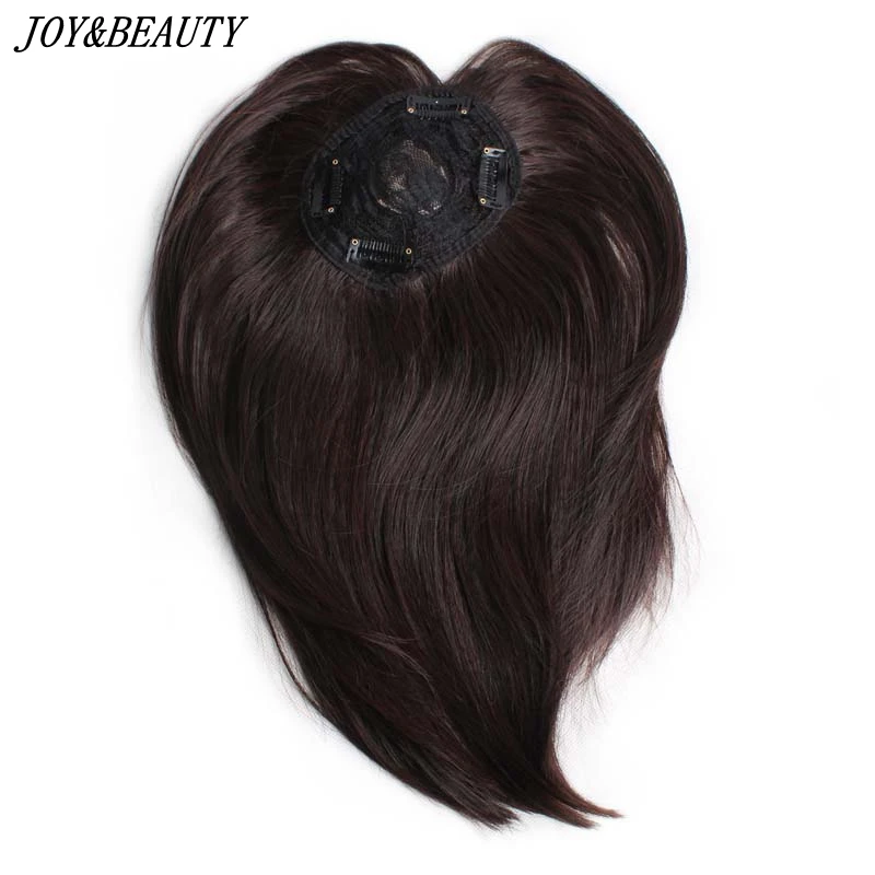 

JOY&BEAUTY 10 inch Synthetic Hair Clip In Toupee Hairpieces Straight Hair Bang Fringe Top Closures Hairpins for Men and Women