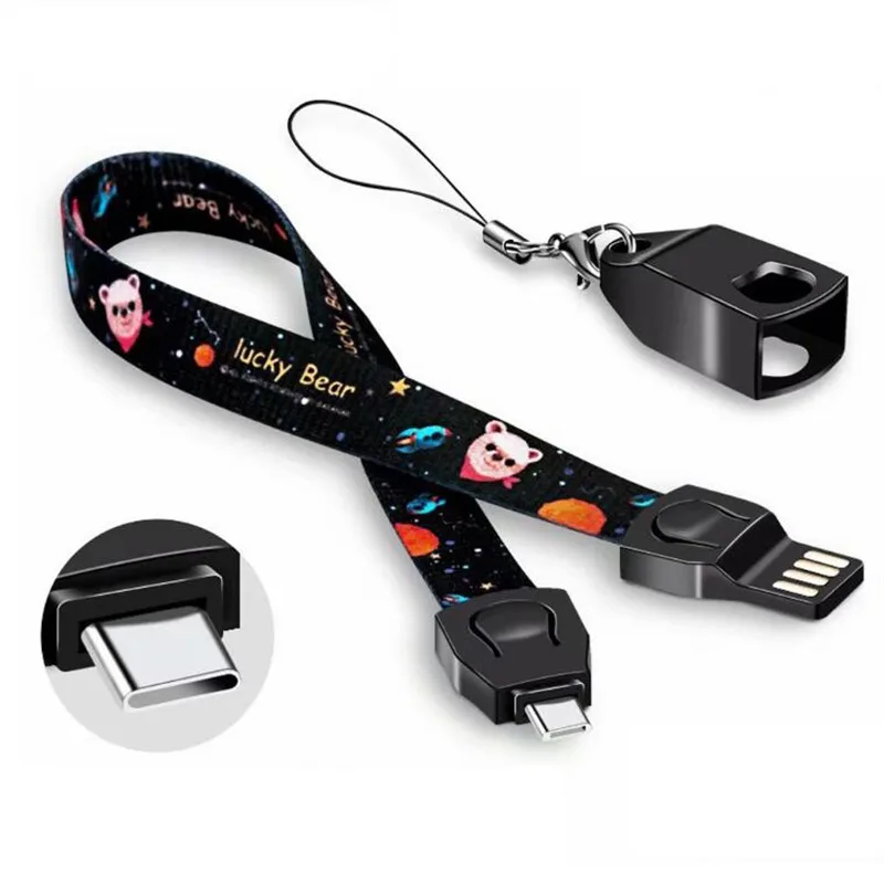 Уличный Портативный USB кабель для зарядки ремешок на шею и запястье телефона