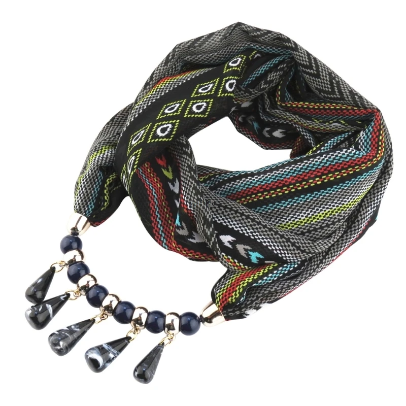 

Women Lady Fashion Bohemian Ethnic Jewelry Pendant Scarf Wrap Necklace Chiffon Winter Warm New 170CM Soft Scarves W11