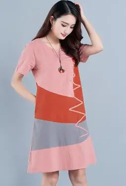 Летнее женское платье с коротким рукавом 2020 Новое повседневное хлопковое