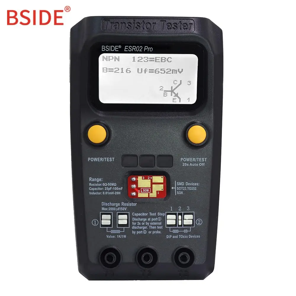 ESR02PROBLACK BSIDE ESR02 PRO Цифровой транзистор SMD компоненты тестер Диод Триод Емкость индуктивность мультиметр ESR метр - Цвет: ESR02PROBLACK