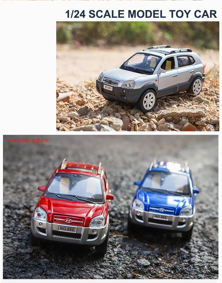 Литая под давлением модель автомобилей hyundai Tucson 1/24, металлические игрушки для детей, открываемая дверь/функция оттягивания