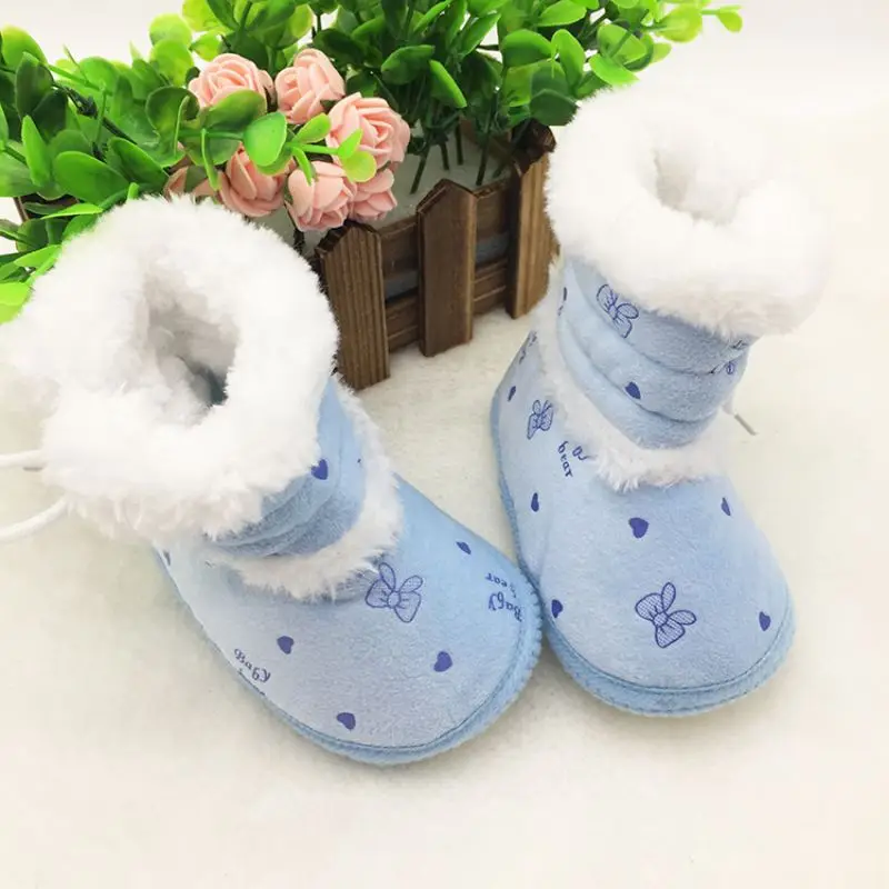 Baby 0-18 Months Prewalker Girls Winter Snow Boots Infant Solid Lace Up Shoes First Walker |