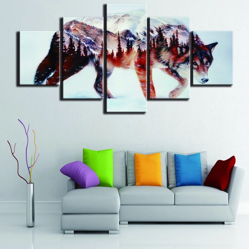

5d 5pcs landscape Wolf 5d Snow Wolf diamond painting crystal diamond embroidery spuare&round crystal painting cross stitchsets
