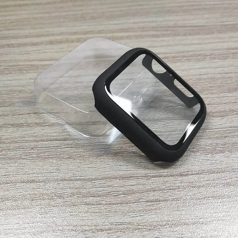 Low gloss ПК чехол 3D закаленная пленка Экран Защитная крышка для наручных часов Apple Watch Series 4 40/44 мм для наручных часов iWatch, 4 полный защитный бамперный постельный аксессуары - Цвет: Low gloss
