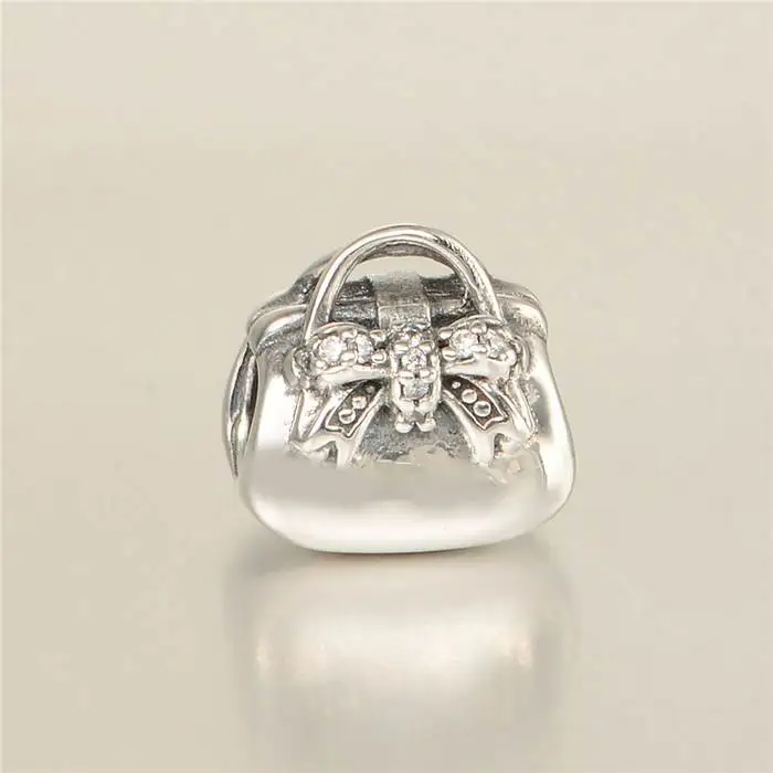 Новые серебряные бусины 925 пробы сумка с окрашенной подвеской Европейские