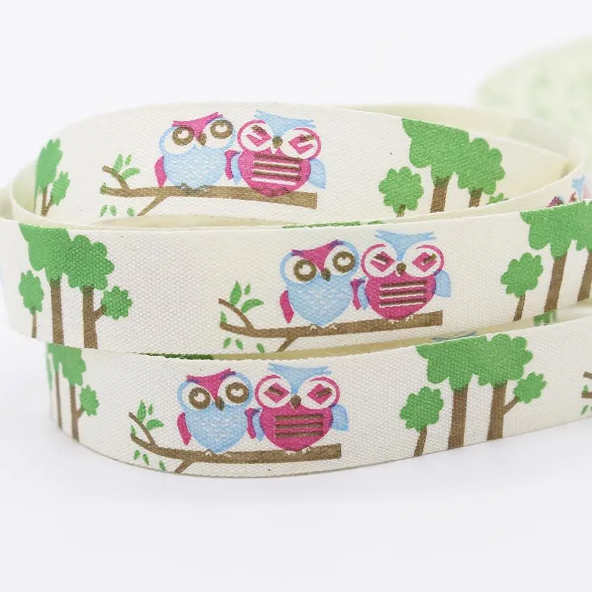 Zakka 15 мм Kawaii Рисунок совы хлопчатобумажная тесьма Сделай Сам швейная лента с