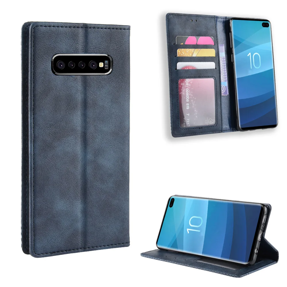 Винтажный кожаный чехол бумажник для Samsung Galaxy S10 Plus с фоторамкой|Бамперы| |