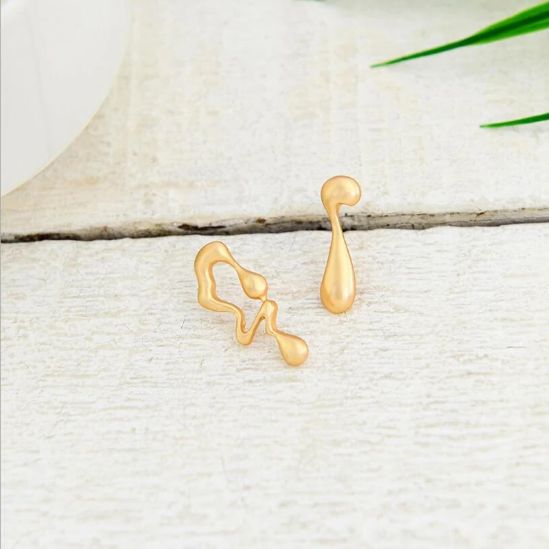 Amaiyllis Asymmetric Geometric Stud Earrings For Women Personality Alloy Post Vacation Party Simple Brincos | Украшения и