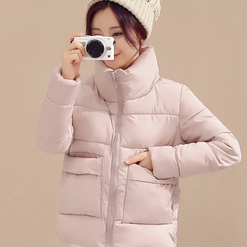 ALMUERK распродажа зимние женские парки одноцветные хлопковые пальто с карманами на