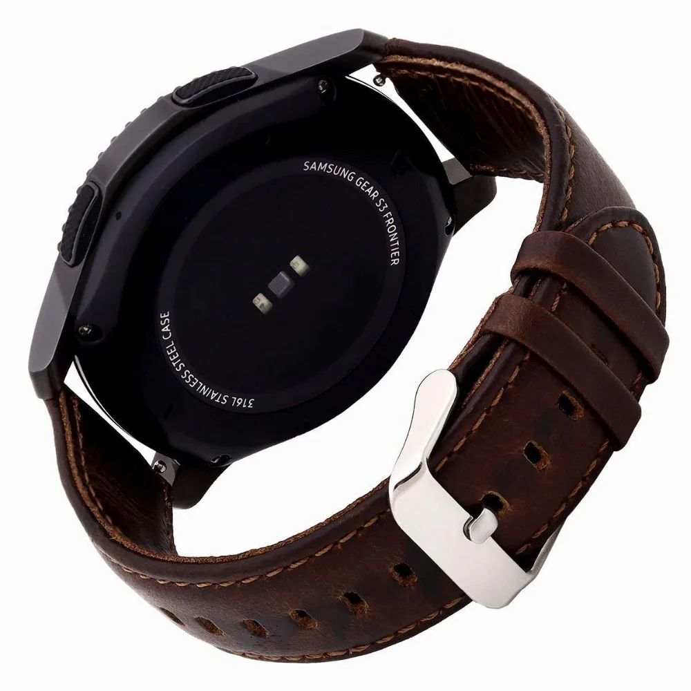 Gear s3 Frontier ремешок для samsung Galaxy watch 46 мм ремешок 22 мм кожаный браслет Crazy Horse часы huawei GT ремешок Grea S 3 46 мм