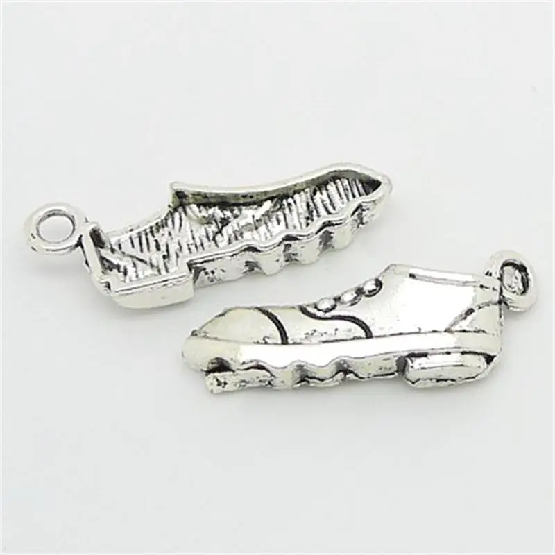 Оптом 30 шт. античные посеребренные подвески для бегущих кроссовок Подвески