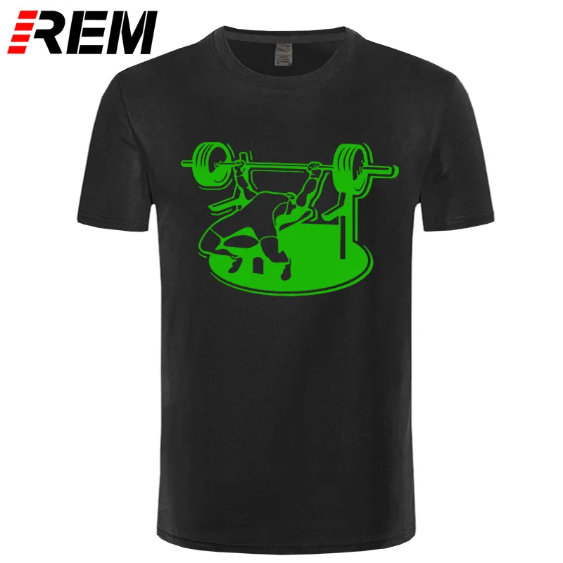 REM новые Брендовые мужские футболки летние хлопковые футболки с коротким рукавом Бодибилдинг скамья пресс штанга футболка размера плюс
