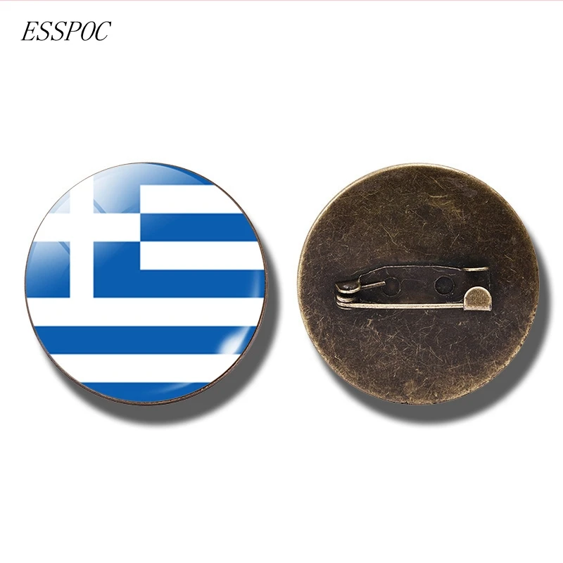 Greece Европейский Национальный флаг значок булавка Франция Италия Испания Польша Россия Ирландия голландская страна брошь в виде флага бижутерия со стеклянными кабошонами - Окраска металла: Greece